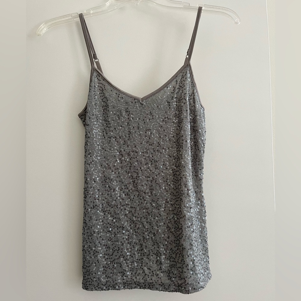 Express Sequin Gray/Silver Cami Top